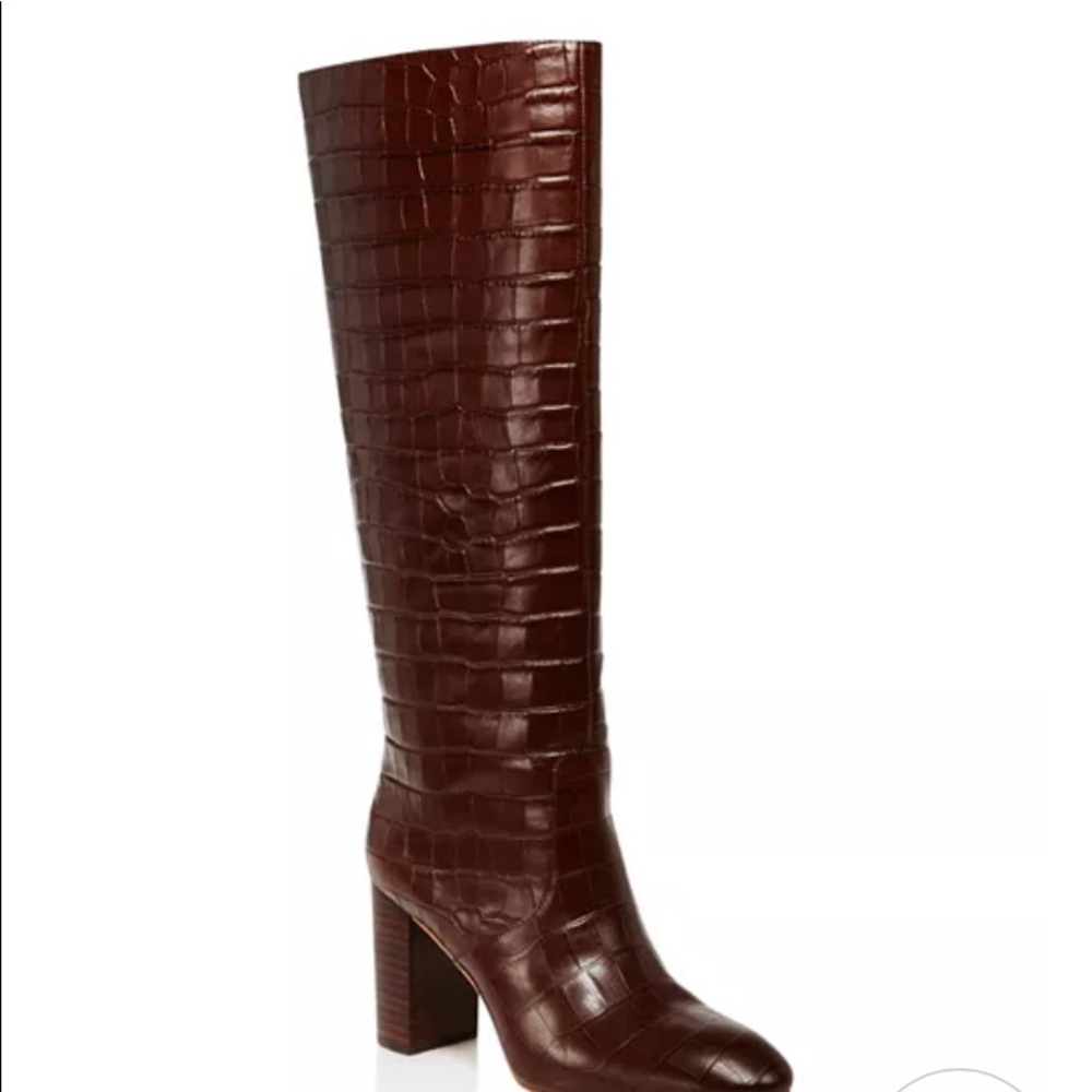 NWT Loeffler Randall Goldy Croc Embossed Boots 7